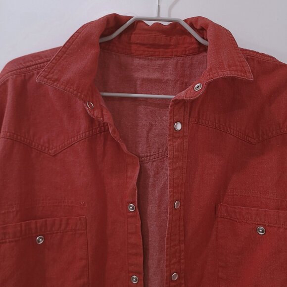 Vivid Red Oversized Button-Up Shirt (XL) - Picture 4 of 7